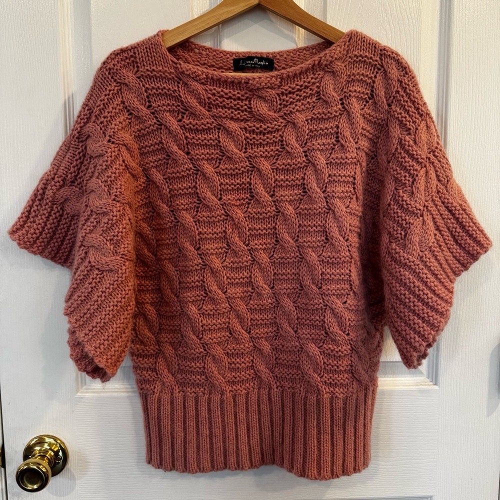 Linea Maglia Made in Italy Mohair Blend Cable Knit Sweater Size Medium Capsule